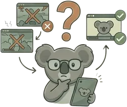 A cute koala holding a question mark wondering about WatchUp