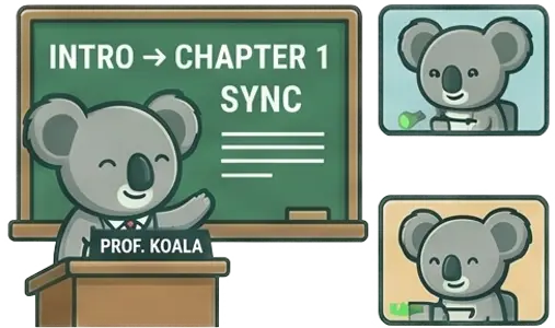 Koala teaching and explaining concepts